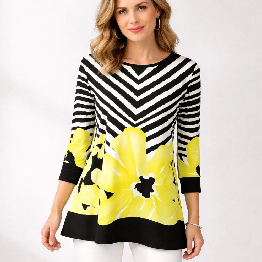 Venue Maximalist Stretch Animal Print Scoop Neck Tunic Top Sz Sm Resort